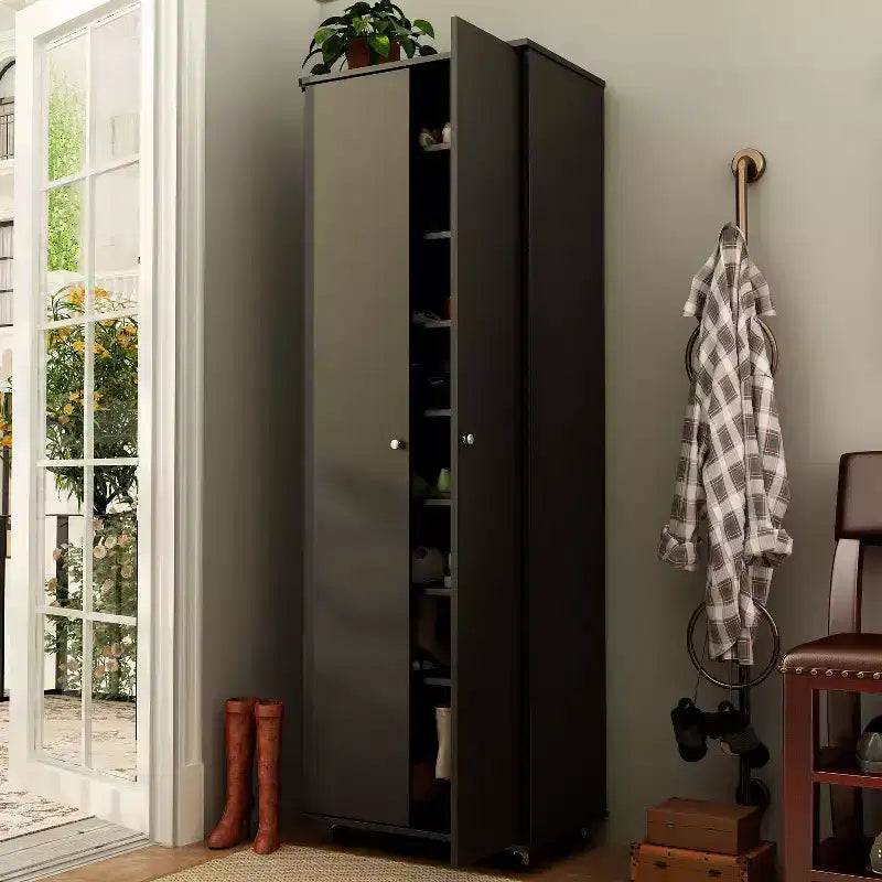 Meuble à chaussures haut de Famapy à 2 portes avec 8 étagères