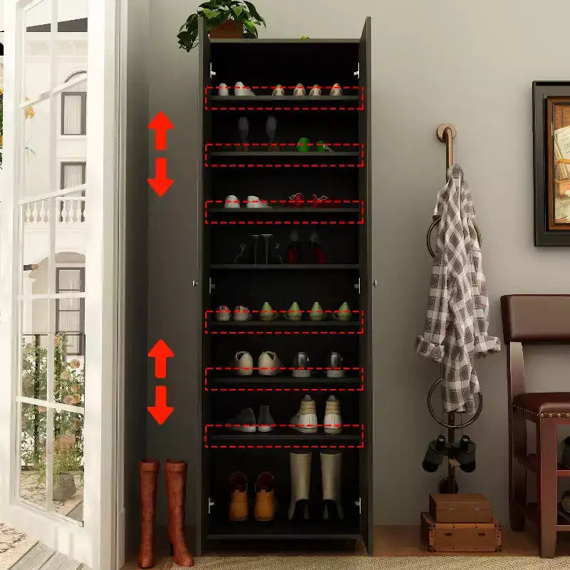 Meuble à chaussures haut de Famapy à 2 portes avec 8 étagères