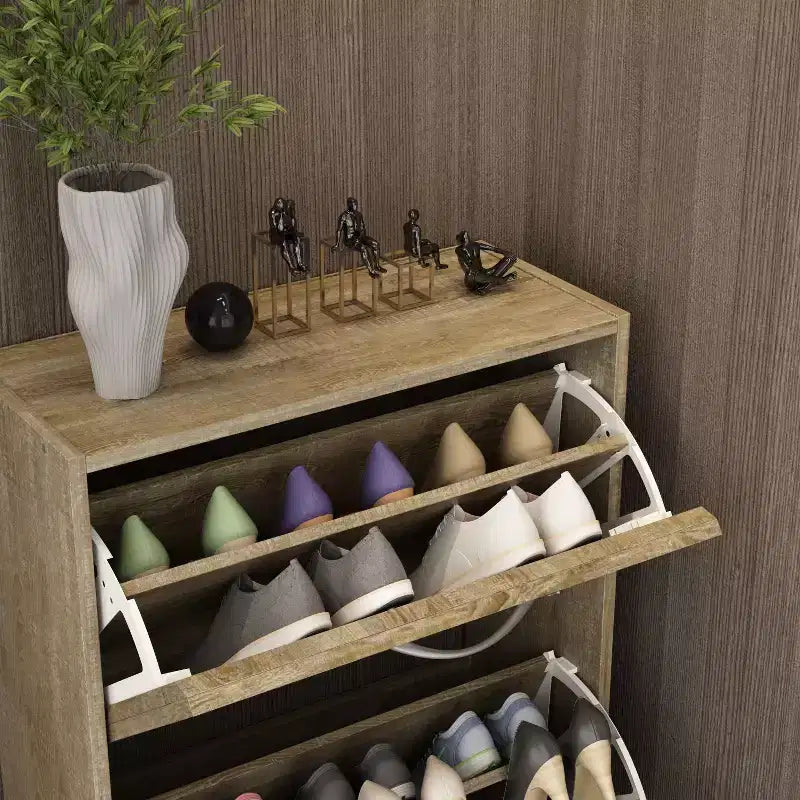 Meuble à Chaussures d'Entrée Famapy à 3 Niveaux avec Tiroirs Rabattables