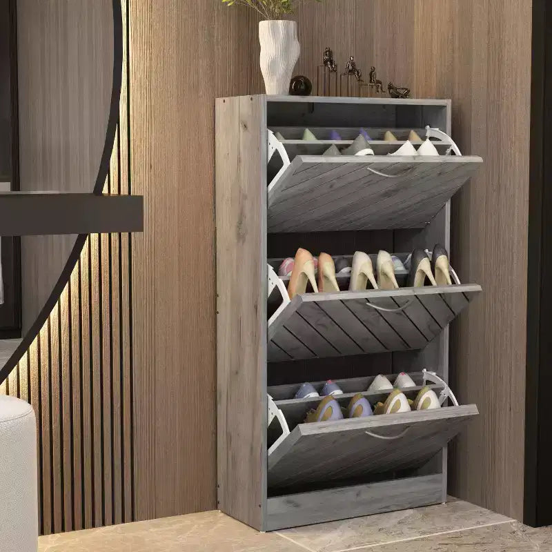 Meuble à Chaussures d'Entrée Famapy à 3 Niveaux avec Tiroirs Rabattables