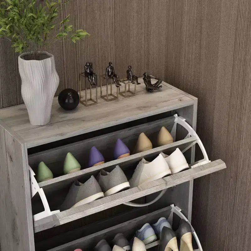 Meuble à Chaussures d'Entrée Famapy à 3 Niveaux avec Tiroirs Rabattables