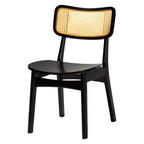 Ensemble de salle à manger 5 pièces Baxton Studio Linnet en bois et rotin de style moderne du milieu du siècle