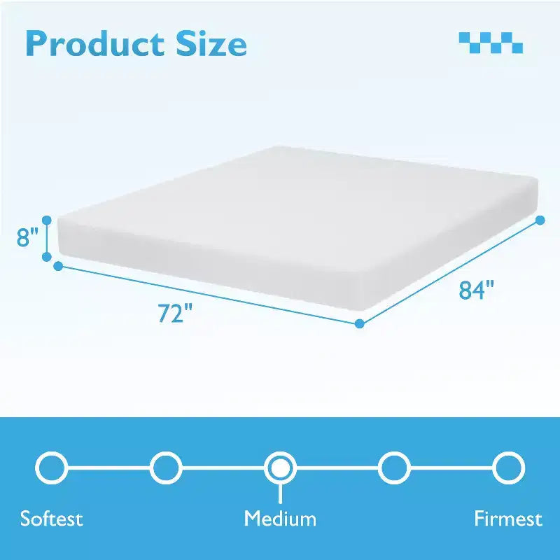 FDW Matelas en mousse à mémoire de forme de 8 pouces pour un sommeil frais et un soulagement de la pression / Certifié CertiPUR-US / Matelas-dans-une-boîte / Soulagement de la pression