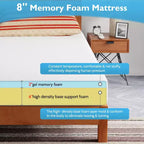 FDW Matelas en mousse à mémoire de forme de 8 pouces pour un sommeil frais et un soulagement de la pression / Certifié CertiPUR-US / Matelas-dans-une-boîte / Soulagement de la pression