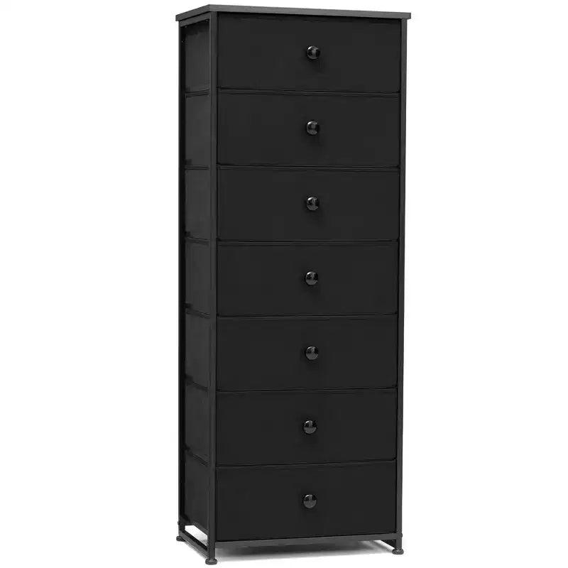 Crestlive Products Commode haute pour chambre à coucher, tour de rangement en tissu à 7 tiroirs pour chambre à coucher.