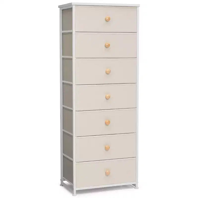 Crestlive Products Commode haute pour chambre à coucher, tour de rangement en tissu à 7 tiroirs pour chambre à coucher.