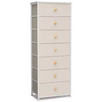 Crestlive Products Commode haute pour chambre à coucher, tour de rangement en tissu à 7 tiroirs pour chambre à coucher.