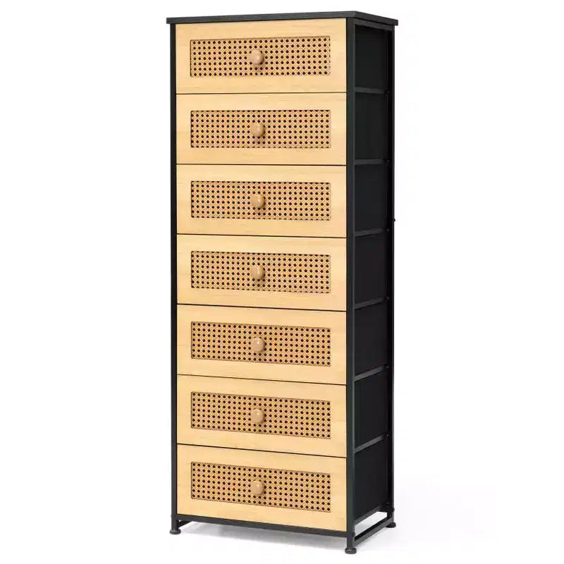Crestlive Products Commode haute pour chambre à coucher, tour de rangement en tissu à 7 tiroirs pour chambre à coucher.