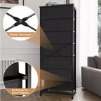 Crestlive Products Commode haute pour chambre à coucher, tour de rangement en tissu à 7 tiroirs pour chambre à coucher.