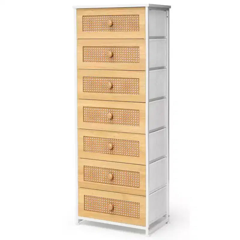 Crestlive Products Commode haute pour chambre à coucher, tour de rangement en tissu à 7 tiroirs pour chambre à coucher.