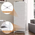 Crestlive Products Commode haute pour chambre à coucher, tour de rangement en tissu à 7 tiroirs pour chambre à coucher.