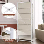 Crestlive Products Commode haute pour chambre à coucher, tour de rangement en tissu à 7 tiroirs pour chambre à coucher.