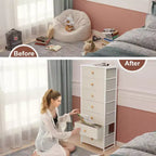 Crestlive Products Commode haute pour chambre à coucher, tour de rangement en tissu à 7 tiroirs pour chambre à coucher.