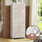 Crestlive Products Commode haute pour chambre à coucher, tour de rangement en tissu à 7 tiroirs pour chambre à coucher.