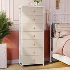 Crestlive Products Commode haute pour chambre à coucher, tour de rangement en tissu à 7 tiroirs pour chambre à coucher.