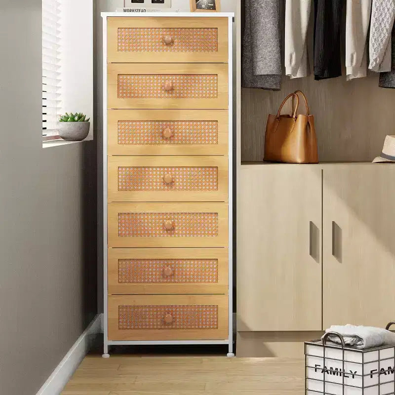 Crestlive Products Commode haute pour chambre à coucher, tour de rangement en tissu à 7 tiroirs pour chambre à coucher.
