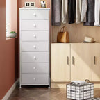 Crestlive Products Commode haute pour chambre à coucher, tour de rangement en tissu à 7 tiroirs pour chambre à coucher.