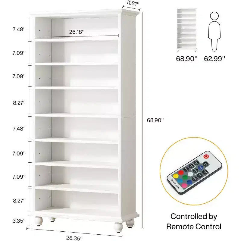 Meuble à chaussures Lantine 9 niveaux 30 paires avec LED et pieds en bois massif