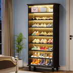Meuble à chaussures Lantine 9 niveaux 30 paires avec LED et pieds en bois massif