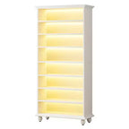 Lantine 9-Tier 30 Pairs Shoes Storage Cabinet with LED and Solid Wood Legs