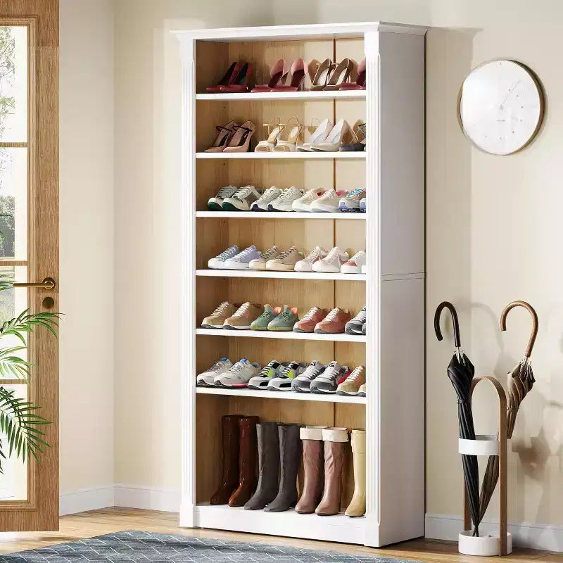 Meuble à chaussures Lantine à 8 niveaux en bois sur pied
