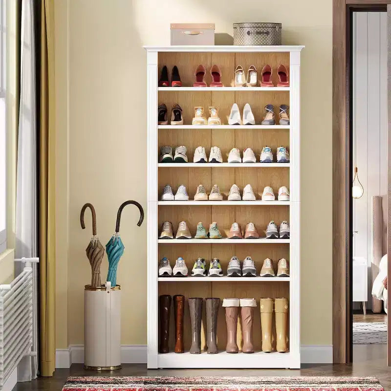 Meuble à chaussures Lantine à 8 niveaux en bois sur pied