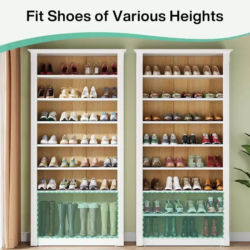 Meuble à chaussures Lantine à 8 niveaux en bois sur pied