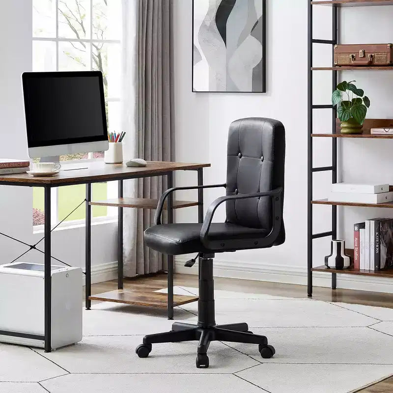 VECELO Chaise de bureau à domicile avec accoudoirs, hauteur réglable à mi-dossier