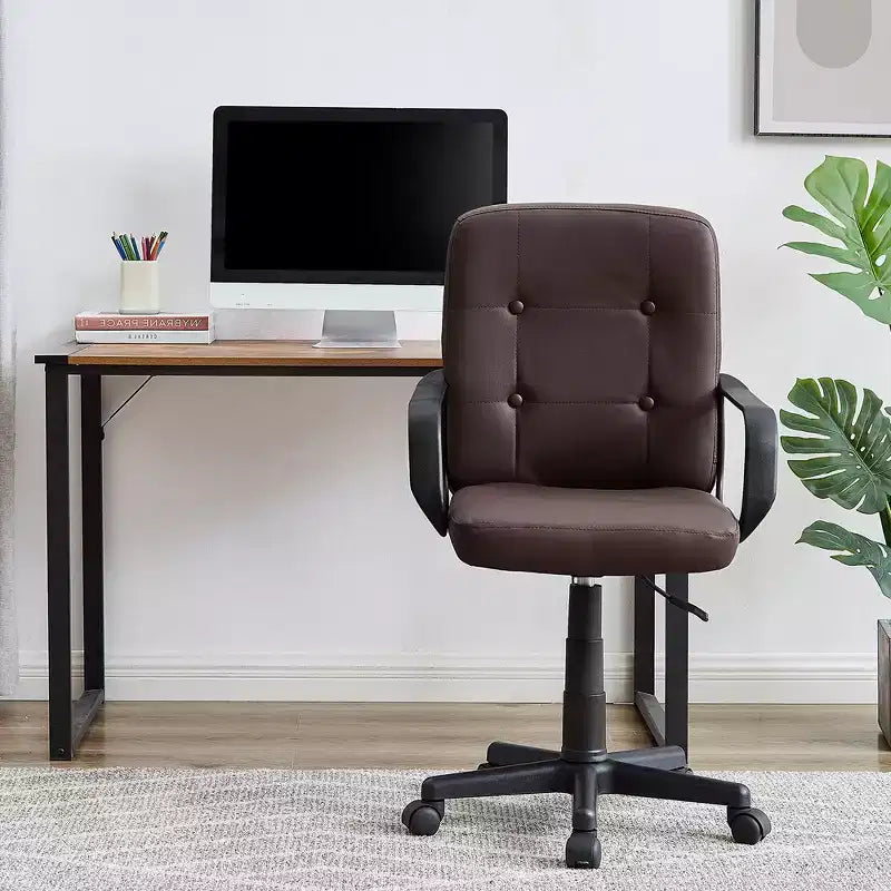 VECELO Chaise de bureau à domicile avec accoudoirs, hauteur réglable à mi-dossier