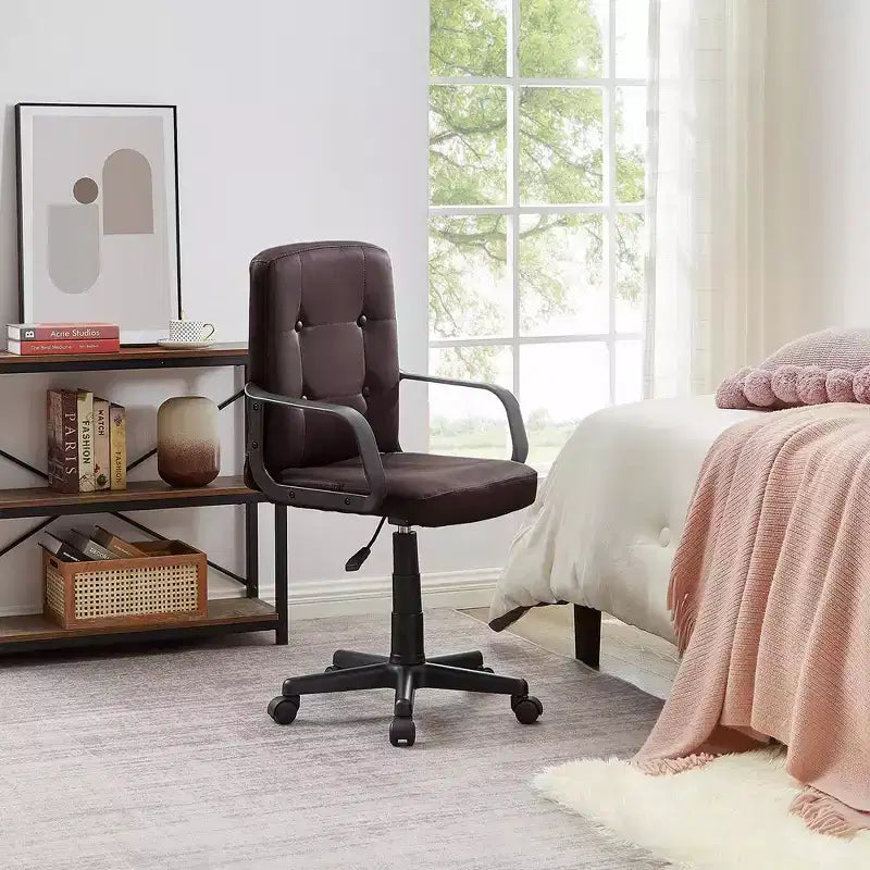 VECELO Chaise de bureau à domicile avec accoudoirs, hauteur réglable à mi-dossier