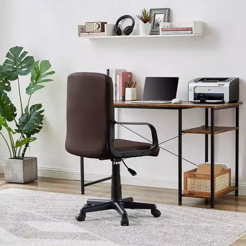VECELO Chaise de bureau à domicile avec accoudoirs, hauteur réglable à mi-dossier