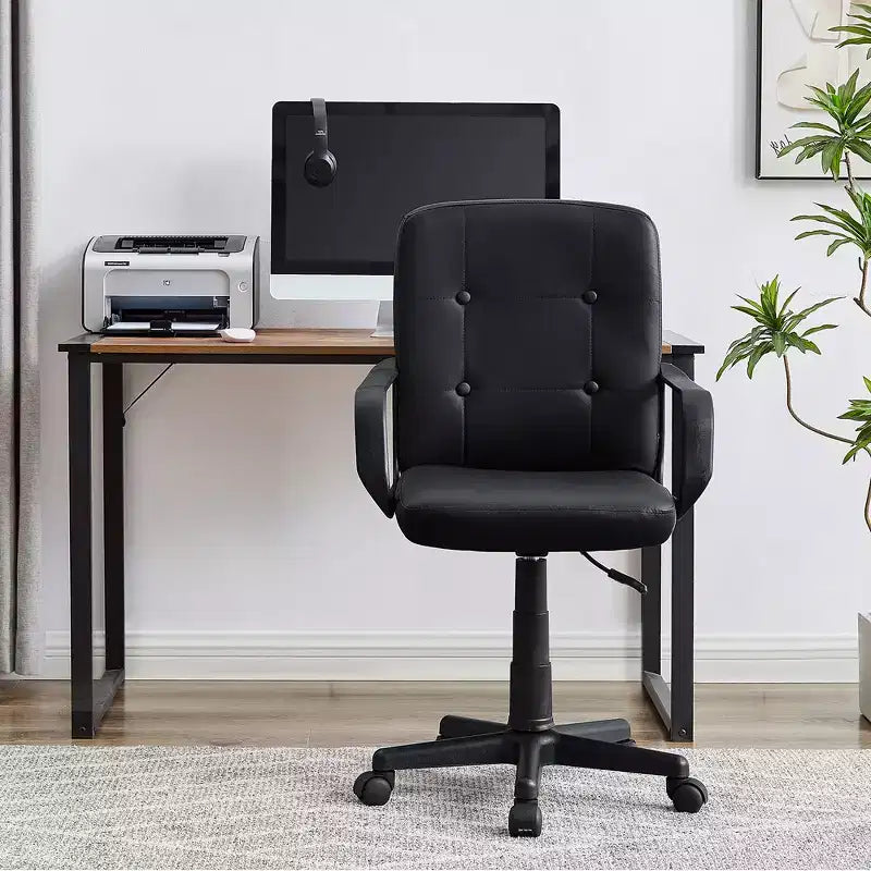 VECELO Chaise de bureau à domicile avec accoudoirs, hauteur réglable à mi-dossier