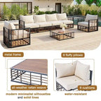 Ensemble de canapés de jardin modulaires 7 pièces en métal, style minimaliste moderne, TOPMAX