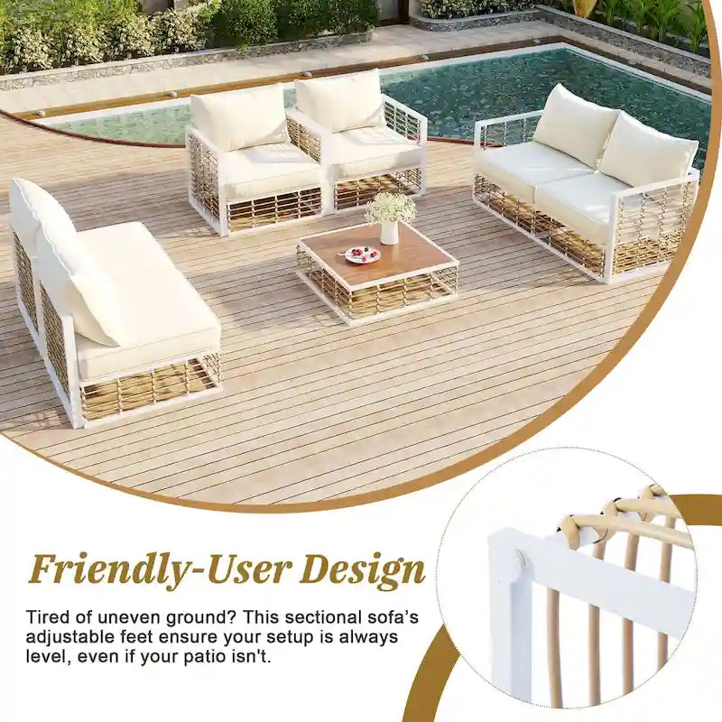 Ensemble de canapés de jardin modulaires 7 pièces en métal, style minimaliste moderne, TOPMAX