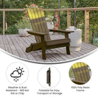 Chaise Adirondack pliante en polyrésine pour l'intérieur/l'extérieur (lot de 4)