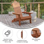 Chaise Adirondack pliante en polyrésine pour l'intérieur/l'extérieur (lot de 4)