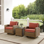 Ensemble de 3 fauteuils pivotants à bascule en osier d'extérieur Bradenton de Crosley