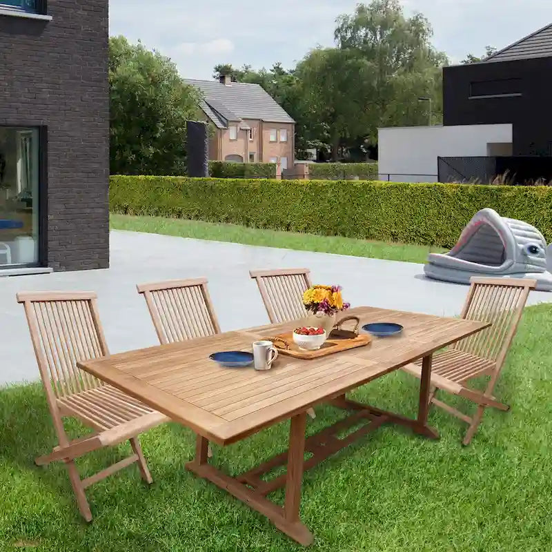 Table d'extérieur rectangulaire extensible en bois de teck San Juan de Seven Seas Teak, 71 à 94 pouces (table uniquement)