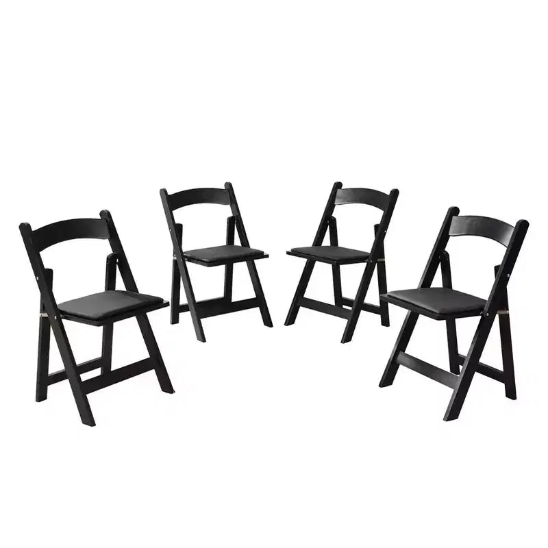 Ensemble de 4 chaises pliantes rembourrées, chaises de salle à manger pliantes avec siège rembourré, chaises d'appoint portables en bois pour salle à manger, restaurant, bureau, événements