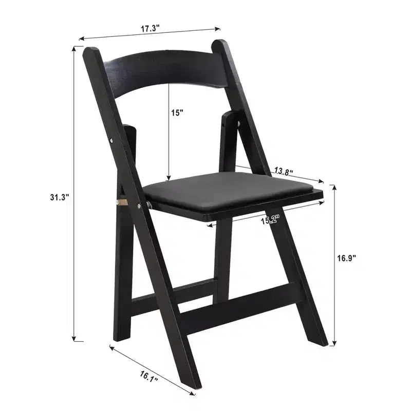 Ensemble de 4 chaises pliantes rembourrées, chaises de salle à manger pliantes avec siège rembourré, chaises d'appoint portables en bois pour salle à manger, restaurant, bureau, événements