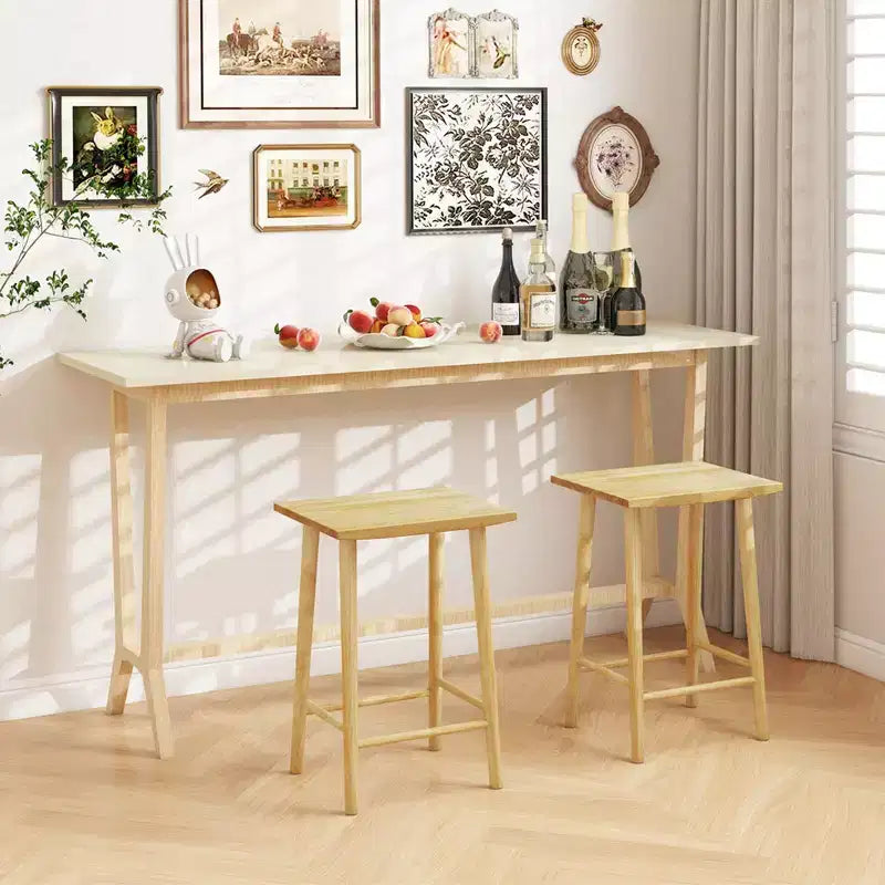 Tabouret de comptoir Costway de 64,8 cm (25,5") lot de 2/4 avec repose-pieds et cadre en bois massif naturel