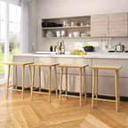 Tabouret de comptoir Costway de 64,8 cm (25,5") lot de 2/4 avec repose-pieds et cadre en bois massif naturel