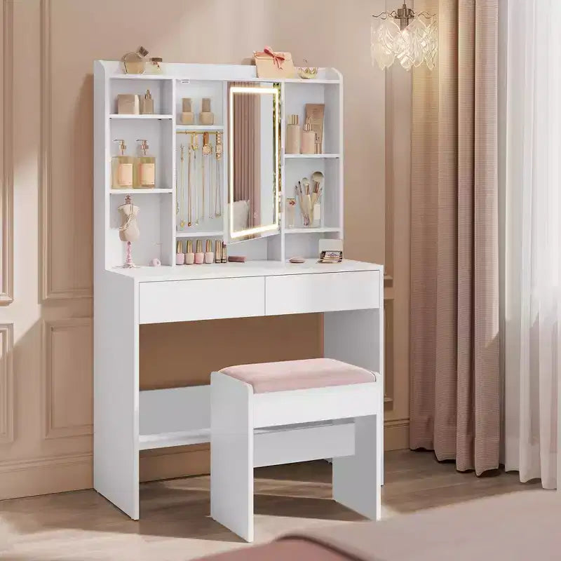 VASAGLE Coiffeuse avec Miroir et Lumière