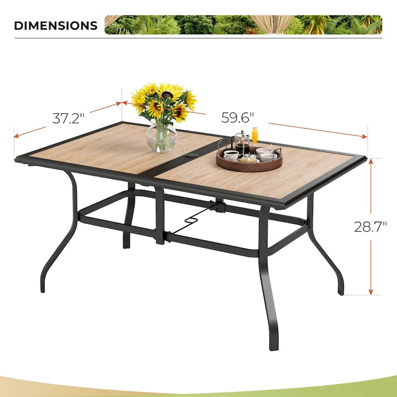 MAISON ARTS Table de Salle à Manger Rectangulaire d'Extérieur avec 4 Chaises de Salle à Manger, 2 Chaises Pivotantes