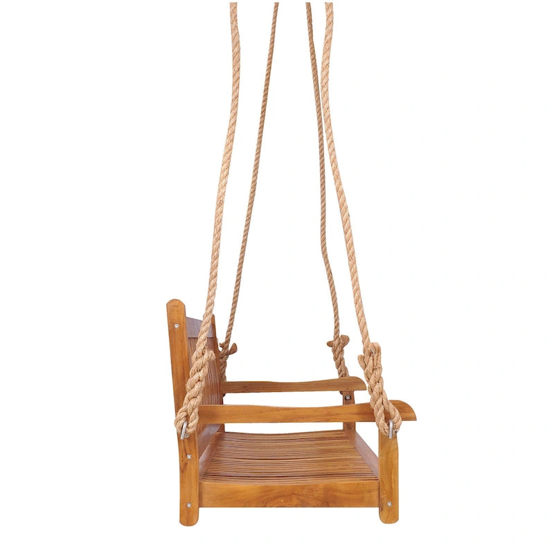 Balançoire de porche triple d'extérieur en teck Elzas de Chic Teak, 71 pouces