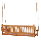 Balançoire de porche triple d'extérieur en teck Elzas de Chic Teak, 71 pouces