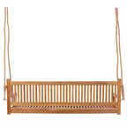 Balançoire de porche triple d'extérieur en teck Elzas de Chic Teak, 71 pouces