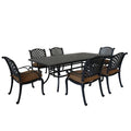 Ensemble de salle à manger rectangulaire Ventura 7 pièces en aluminium moulé avec 6 fauteuils - S/O
