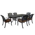 Ensemble de salle à manger rectangulaire Ventura 7 pièces en aluminium moulé avec 6 fauteuils - S/O