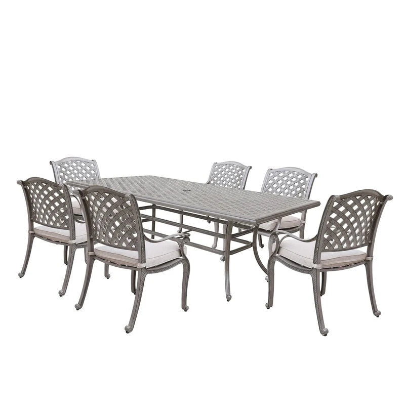 Ensemble de salle à manger rectangulaire Ventura 7 pièces en aluminium moulé avec 6 fauteuils - S/O